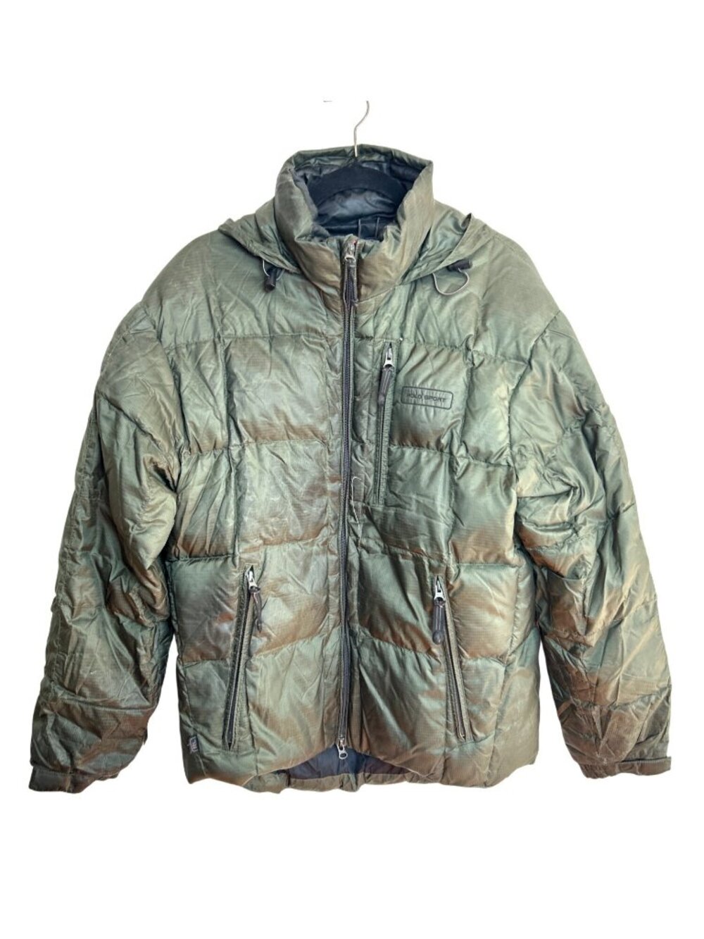 Vtg Polo Sport Ralph Lauren Down Puffer Jacket Men's S Green Hooded Full Zip